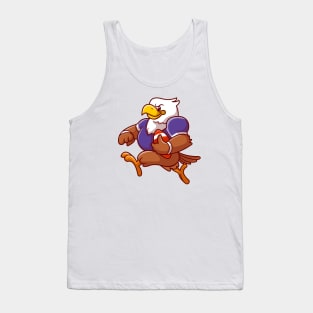 Cute Eagle Playing Rugby Football Cartoon Tank Top